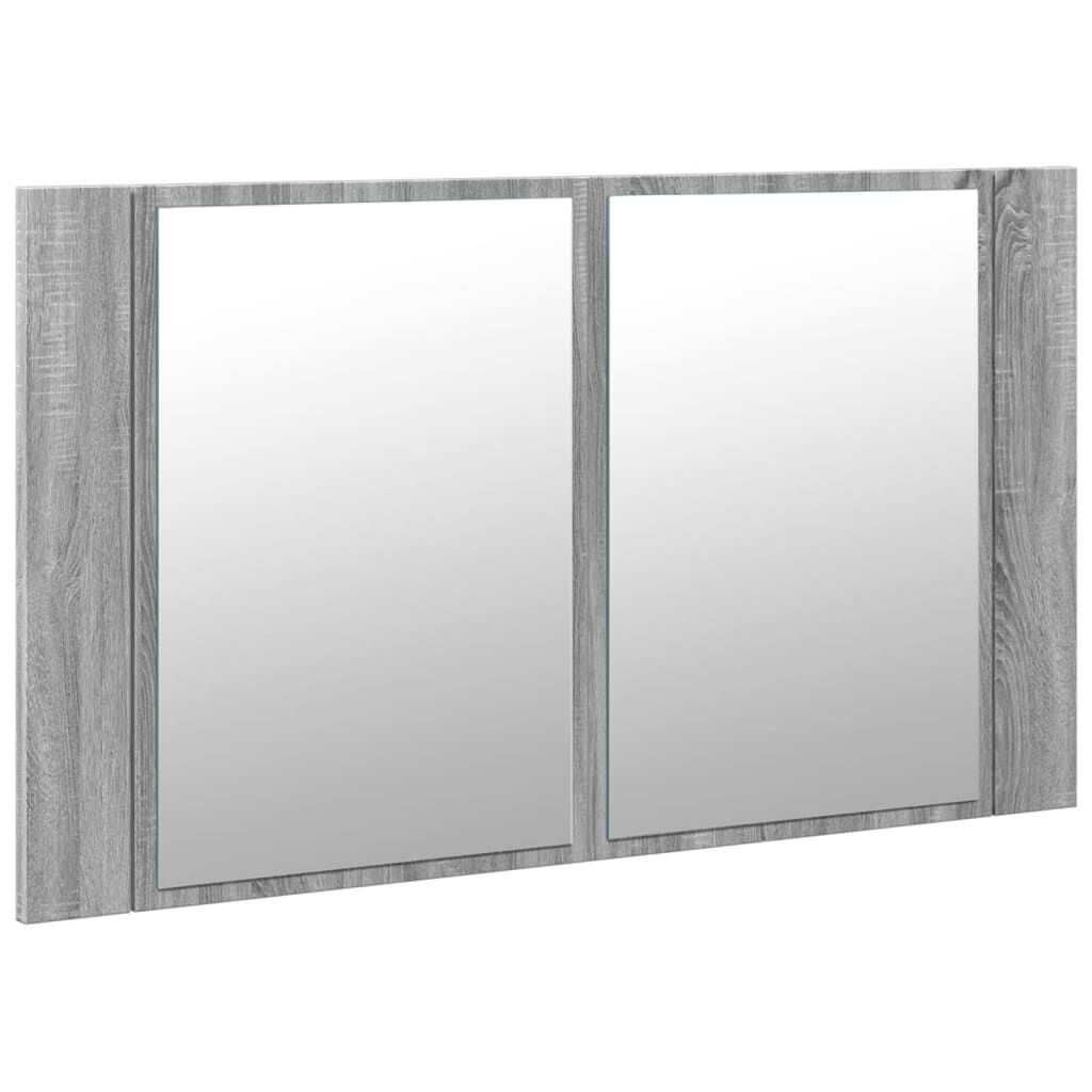 vidaXL Ντουλάπι Μπάνιου Καθρέφτη/Φως LED Γκρι Sonoma 80x12x45εκ Ακρυλ.