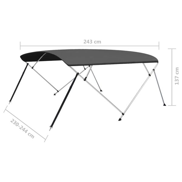 vidaXL Τέντα Σκάφους με 4 Αψίδες Ανθρακί 243x(230-244)x137 εκ.