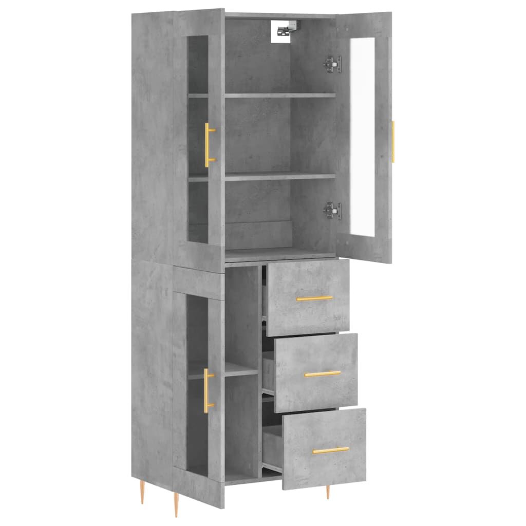 vidaXL Ντουλάπι Γκρι Σκυροδέματος 69,5x34x180 εκ. Επεξεργασμένο Ξύλο