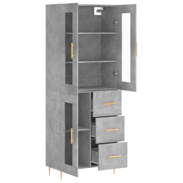 vidaXL Ντουλάπι Γκρι Σκυροδέματος 69,5x34x180 εκ. Επεξεργασμένο Ξύλο