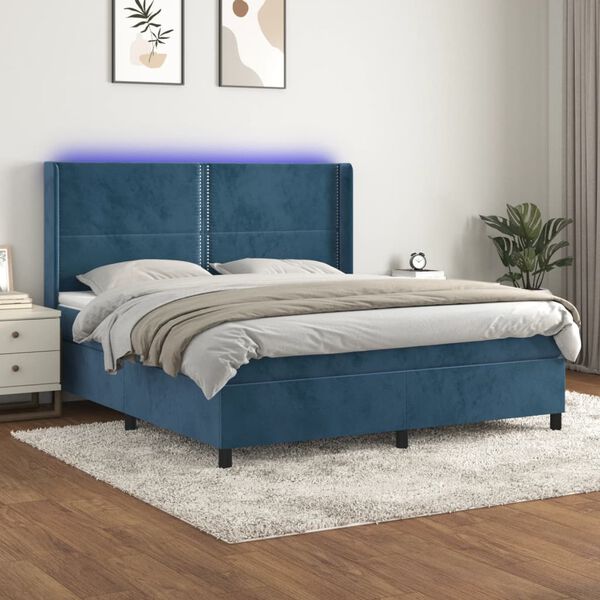 vidaXL &Kappa;&rho;&epsilon;&beta;ά&tau;&iota; Boxspring &mu;&epsilon; &Sigma;&tau;&rho;ώ&mu;&alpha; & LED &Sigma;&kappa;. &Mu;&pi;&lambda;&epsilon; 180x200&epsilon;&kappa;. &Beta;&epsilon;&lambda;&omicron;ύ&delta;&iota;&nu;&omicron;