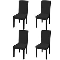 vidaXL Κάλυμμα Καρέκλας Ελαστικό Ίσιο 4 τεμ. Μαύρο