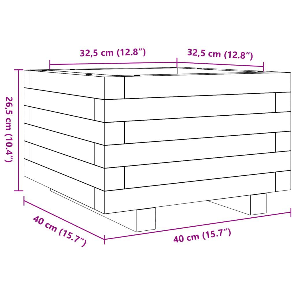 vidaXL Ζαρντινιέρα Κήπου 40x40x26,5 εκ. από Μασίφ Ξύλο Ψευδοτσούγκας
