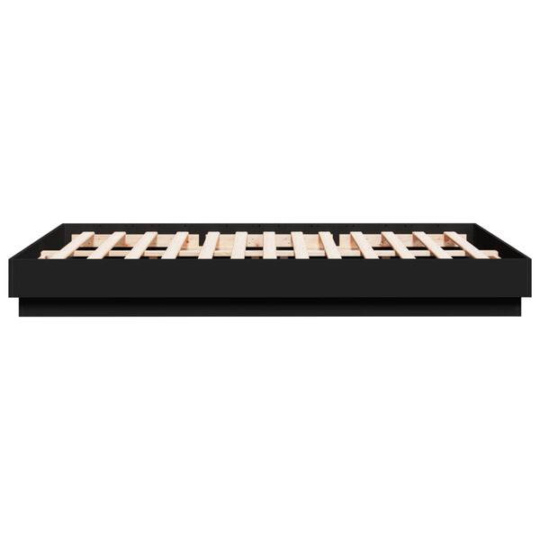 vidaXL Πλαίσιο Κρεβατιού με LED Μαύρο 150 x 200 εκ