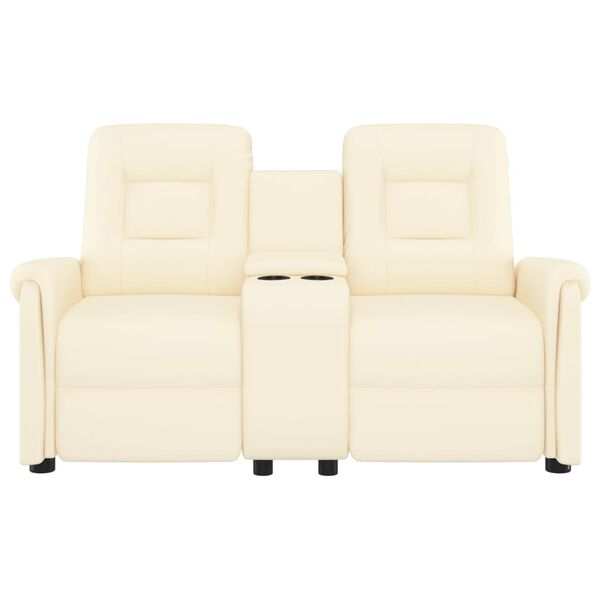 vidaXL Πολυθρόνα Μασάζ Διθέσια & Ποτηροθήκη Κρεμ