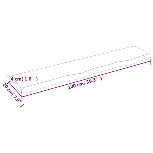 vidaXL Ράφι Τοίχου Ανοιχτό Καφέ 100x20x4 εκ. Επεξεργ. Μασίφ Ξύλο Δρυός