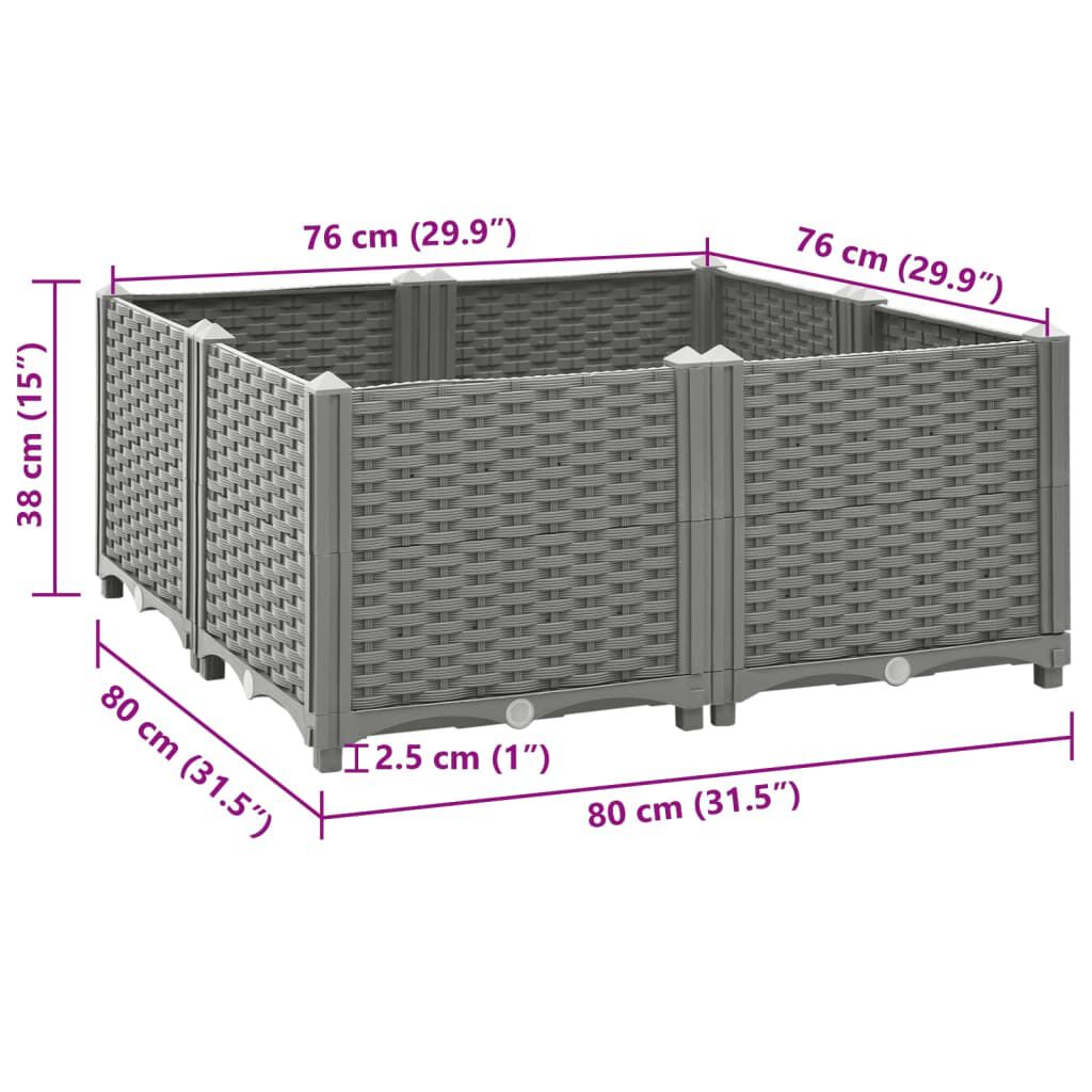 vidaXL Ζαρντινιέρα 80 x 80 x 38 εκ. από Πολυπροπυλένιο
