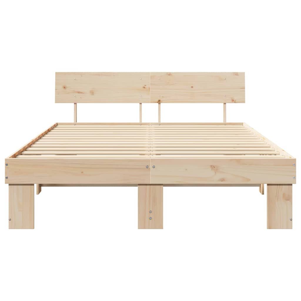 vidaXL Σκελετός Κρεβατιού Καφέ 140 x 200 cm Μασίφ ξύλο πεύκου