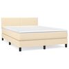 vidaXL Κρεβάτι Boxspring με Στρώμα Κρεμ 140x190 εκ. Υφασμάτινο