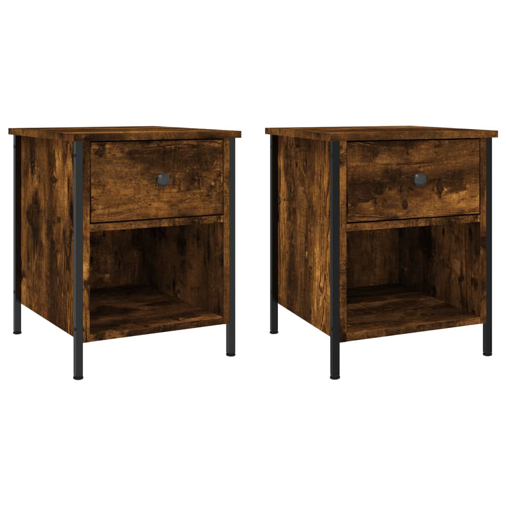 vidaXL Κομοδίνα 2 τεμ. Καπνιστή Δρυς 40x42x50 εκ. Επεξεργασμένο Ξύλο