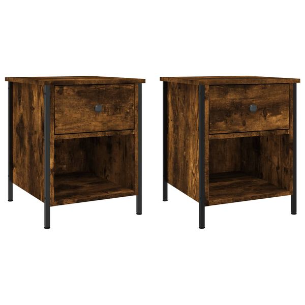 vidaXL Κομοδίνα 2 τεμ. Καπνιστή Δρυς 40x42x50 εκ. Επεξεργασμένο Ξύλο