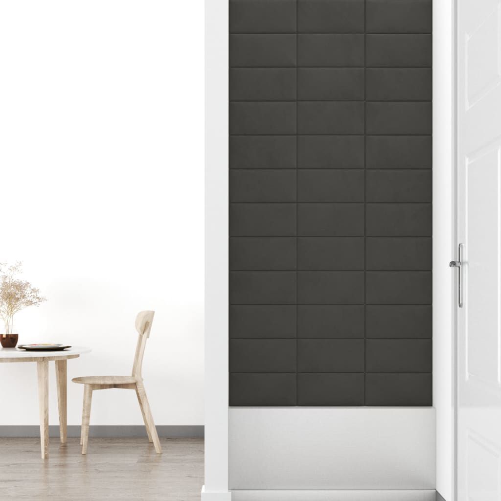 vidaXL Πάνελ Τοίχου 12 τεμ. Σκούρο γκρι 30x15 εκ. 0,54 μ² Βελούδινα