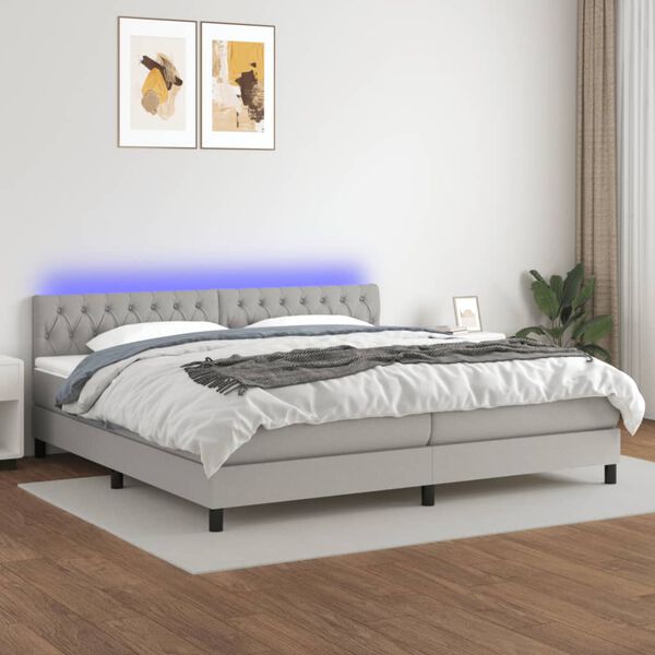 vidaXL &Kappa;&rho;&epsilon;&beta;ά&tau;&iota; Boxspring &mu;&epsilon; &Sigma;&tau;&rho;ώ&mu;&alpha; & LED &Alpha;&nu;.&Gamma;&kappa;&rho;&iota; 200x200&epsilon;&kappa;. &Upsilon;&phi;&alpha;&sigma;&mu;ά&tau;&iota;&nu;&omicron;