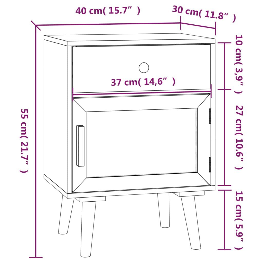 vidaXL Κομοδίνα 2 τεμ. Λευκά 40 x 30 x 55 εκ. από Επεξεργασμένο Ξύλο