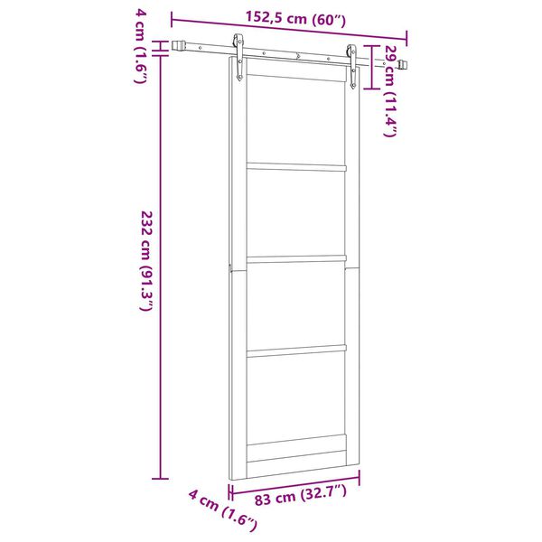 vidaXL Συρόμενη Πόρτα ORKDAL Καφέ 83 x 232 εκ. Ξύλο και μέταλλο