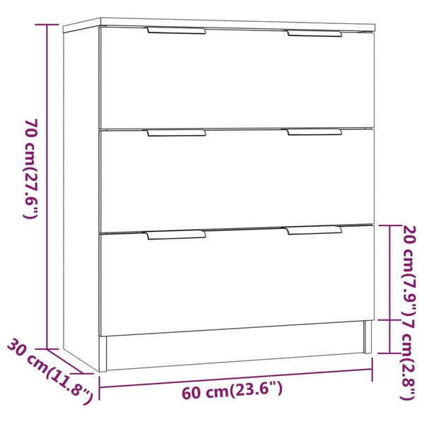 vidaXL Συρταριέρα Sonoma Δρυς 60 x 30 x 70 εκ. από Επεξεργασμένο Ξύλο