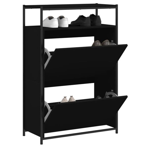 vidaXL Παπουτσοθήκη Μαύρη 75x34x112 εκ. από Επεξεργασμένο Ξύλο