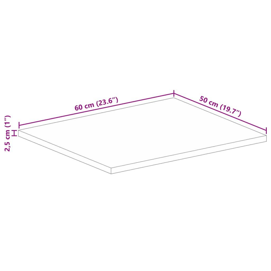 vidaXL Επιφάνεια Τραπεζιού Ορθογώνια 60x50x2,5 εκ. Μασίφ Ξύλο Μάνγκο
