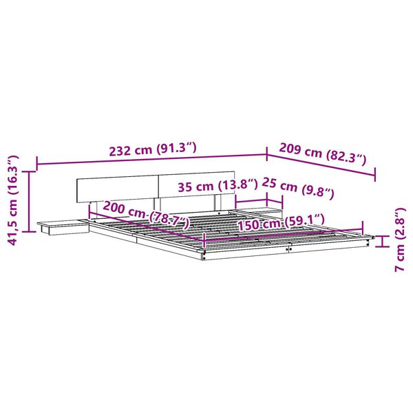 vidaXL Σκελετός Κρεβατιού Λευκό 150 x 200 cm ξύλο