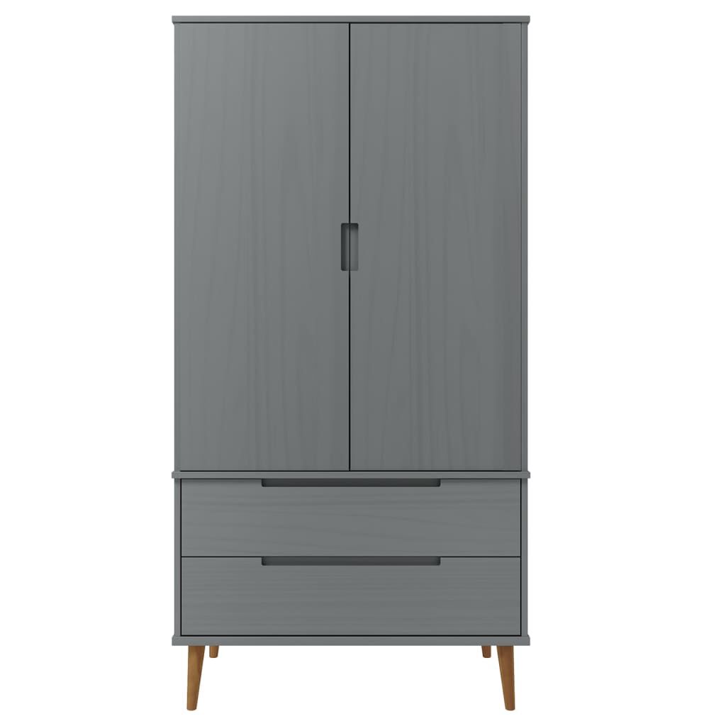 vidaXL Ντουλάπα MOLDE Γκρι 90x55x175 εκ. από Μασίφ Ξύλο Πεύκου