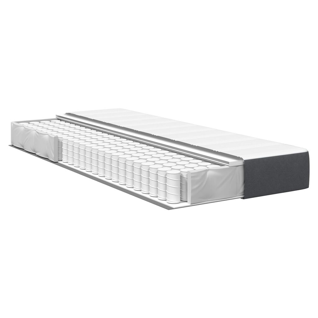 vidaXL Στρώμα με Σπείρες Pocket Σκούρο Γκρι Μεσαίο 90x200x20 εκ Υφάσματος