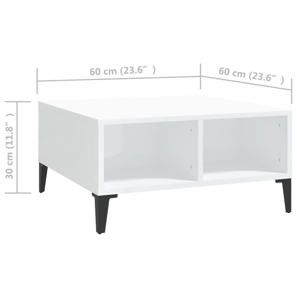 vidaXL Τραπεζάκι Σαλονιού Γυαλιστερό Λευκό 60 x 60 x 30 εκ. Επεξ. Ξύλο