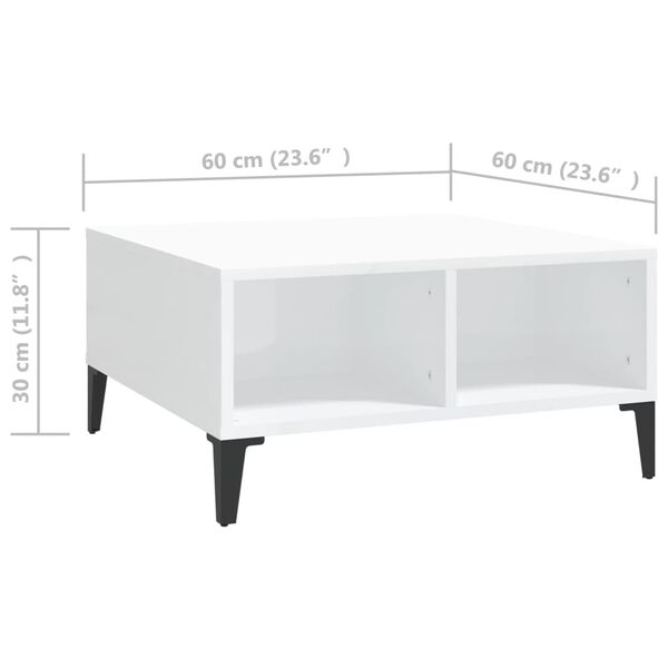 vidaXL Τραπεζάκι Σαλονιού Γυαλιστερό Λευκό 60 x 60 x 30 εκ. Επεξ. Ξύλο