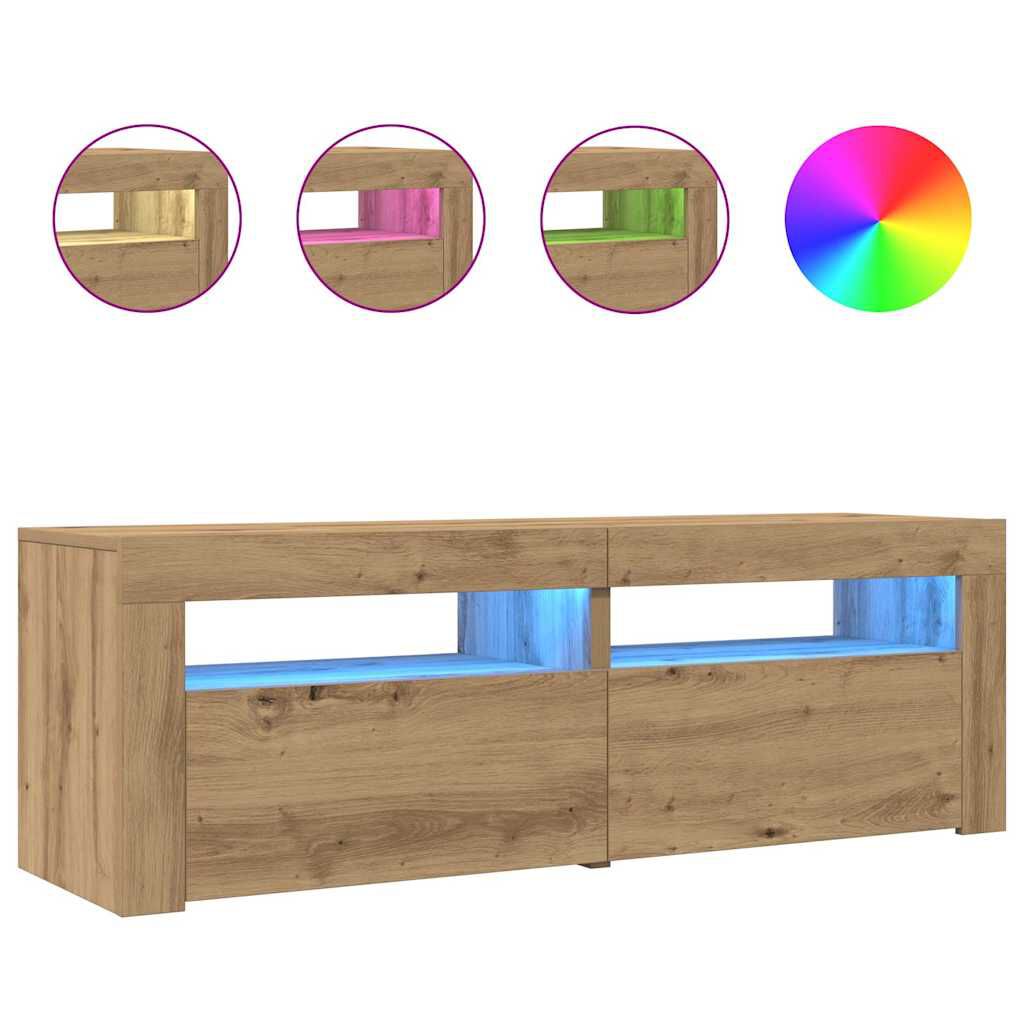 vidaXL Έπιπλο Τηλεόρασης με LED Αρτισιανή Δρυς 120x35x40 εκ Επεξ.Ξύλο