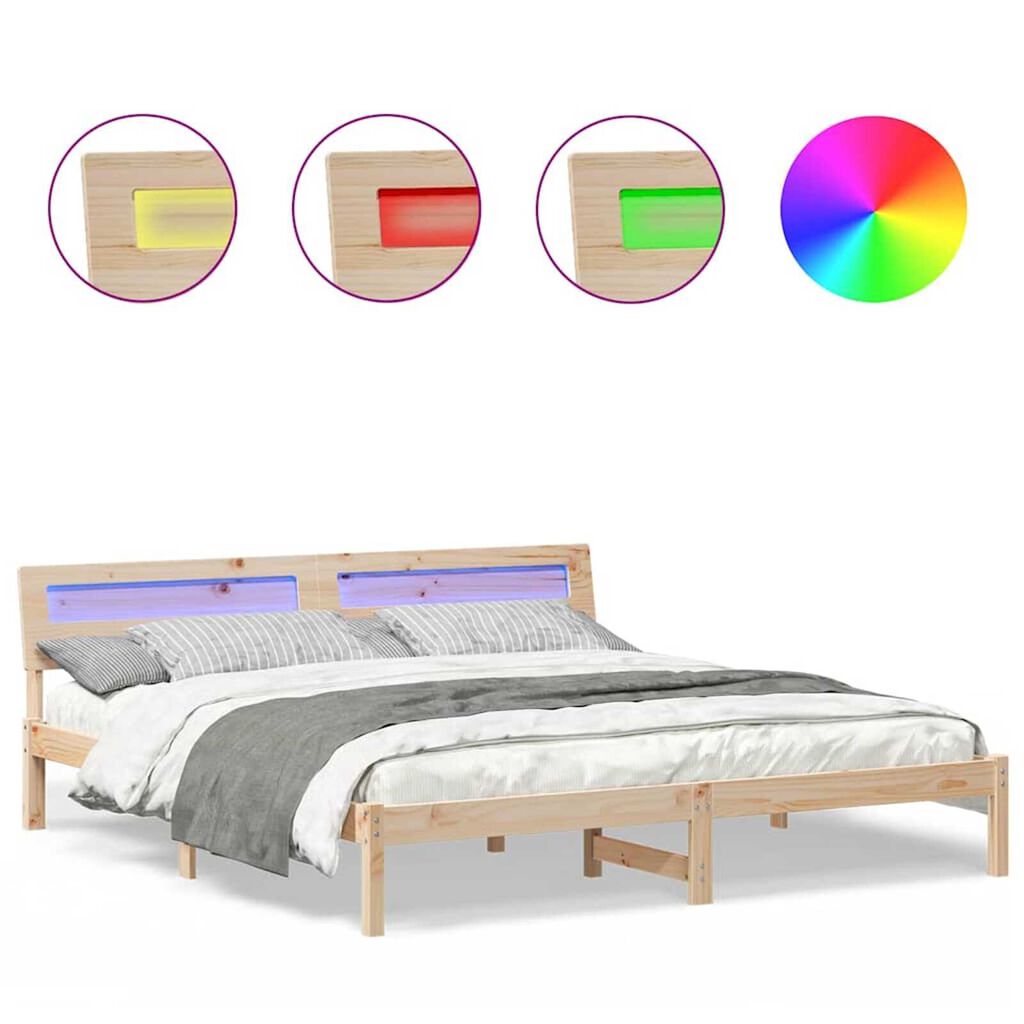 vidaXL Σκελετός Κρεβατιού Καφέ 180 x 200 cm Μασίφ ξύλο πεύκου