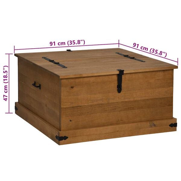vidaXL Σεντούκι αποθήκευσης HALDEN 91x91x47 cm Ξύλο μασίφ πεύκο