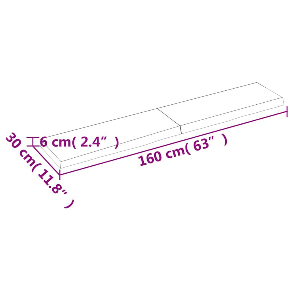 vidaXL Ράφι Τοίχου Σκούρο Καφέ 160x30x(2-6) εκ. Επεξ. Μασίφ Ξύλο Δρυός