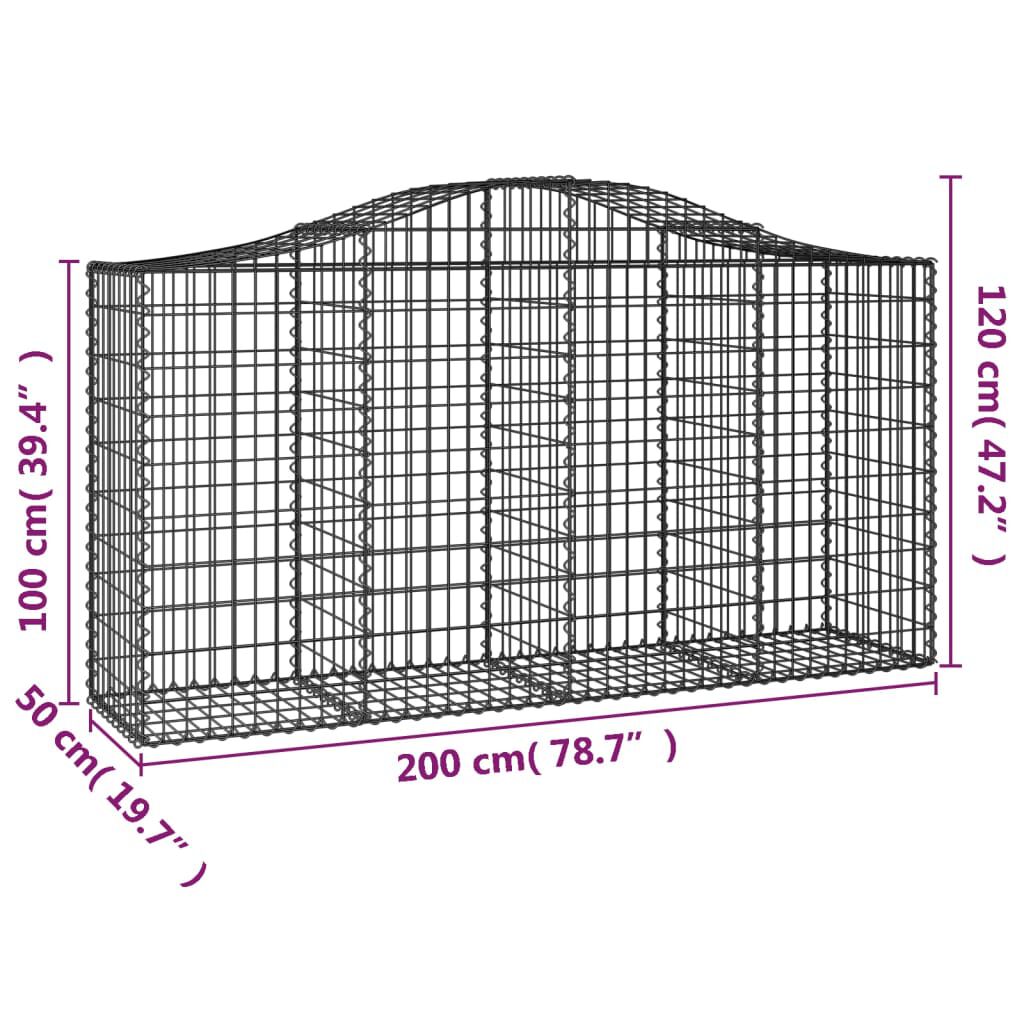 vidaXL Συρματοκιβώτιο Τοξωτό 200x50x100/120εκ. από Γαλβανισμένο Χάλυβα