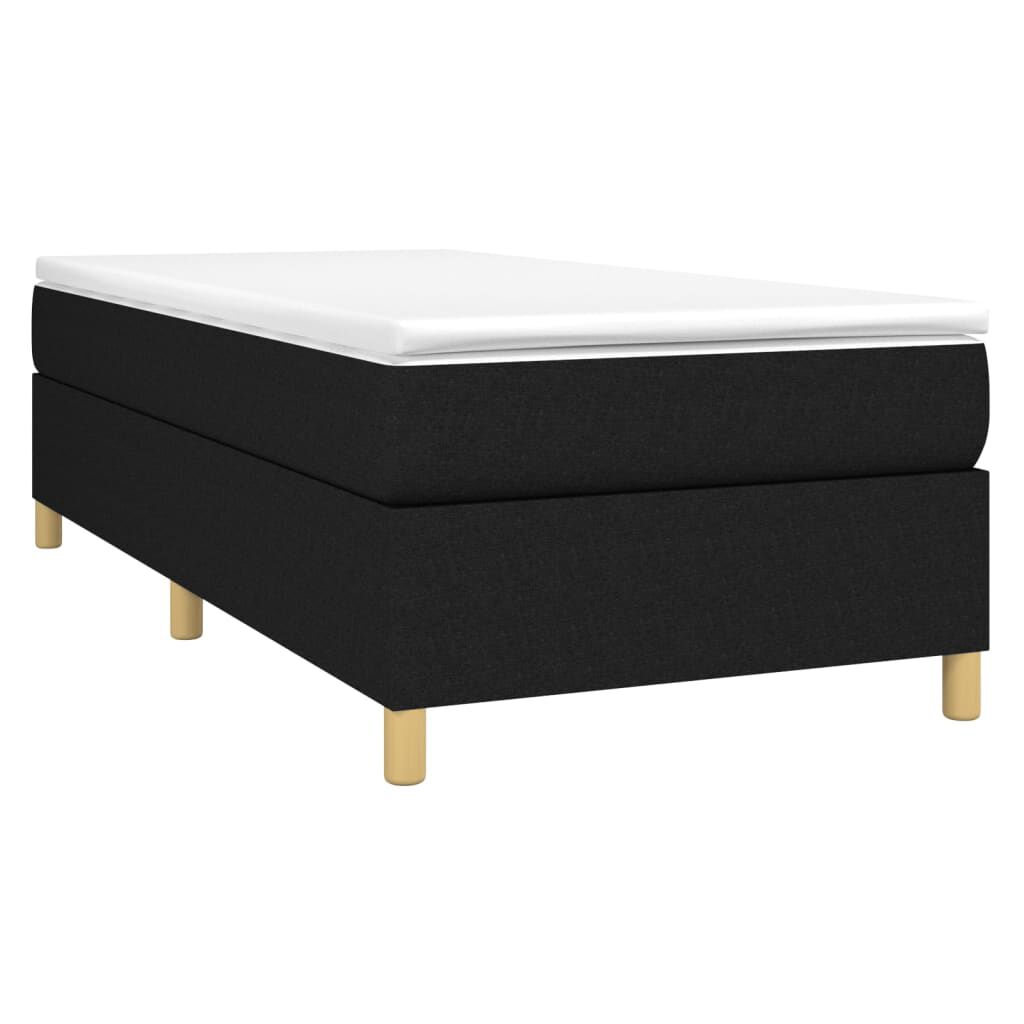 vidaXL Κρεβάτι Boxspring με Στρώμα Μαύρο 90x200 εκ. Υφασμάτινο