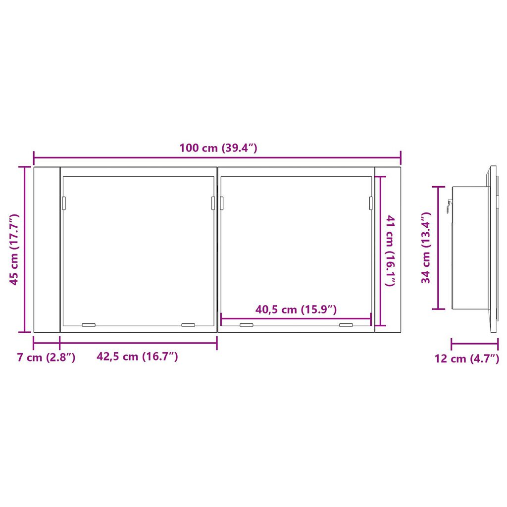 vidaXL ντουλάπα καθρέφτη μαύρης βελανιδιάς 100x12x45 εκ.