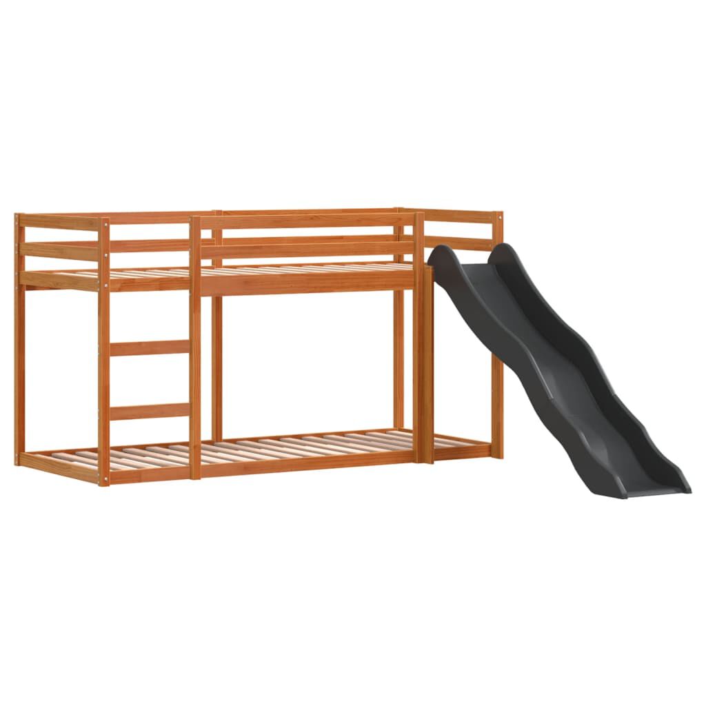 vidaXL Κουκέτα με Τσουλήθρα/Σκάλα Καφέ 75x190εκ. από Μασίφ Ξύλο Πεύκου