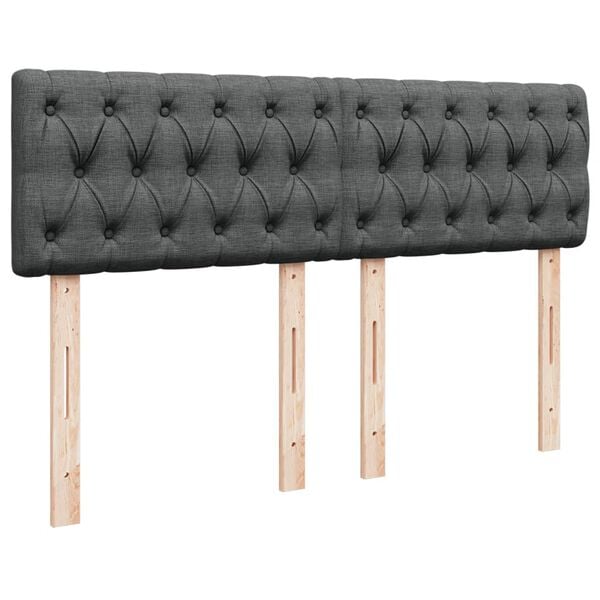 vidaXL Κρεβάτι Boxspring με Στρώμα Σκούρο Γκρι 160x200 εκ Υφασμάτινο
