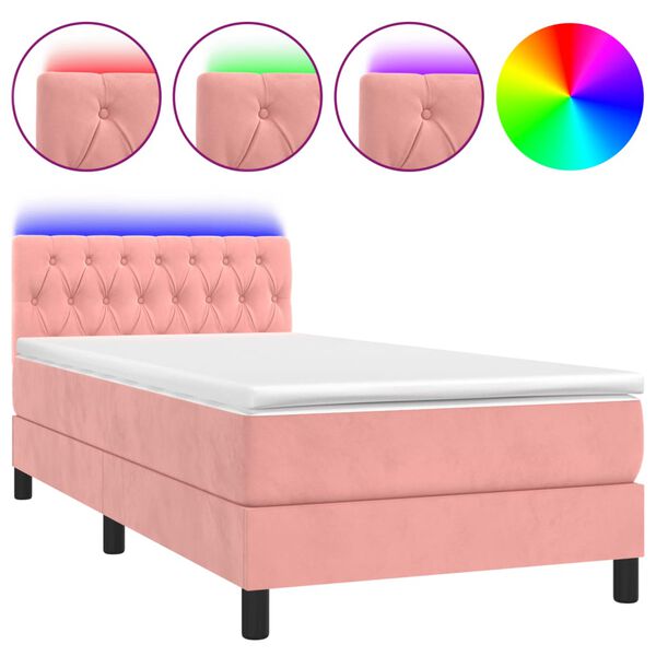 vidaXL &Kappa;&rho;&epsilon;&beta;ά&tau;&iota; Boxspring &mu;&epsilon; &Sigma;&tau;&rho;ώ&mu;&alpha; & LED &Rho;&omicron;&zeta; 100x200 &epsilon;&kappa;. &Beta;&epsilon;&lambda;&omicron;ύ&delta;&iota;&nu;&omicron;