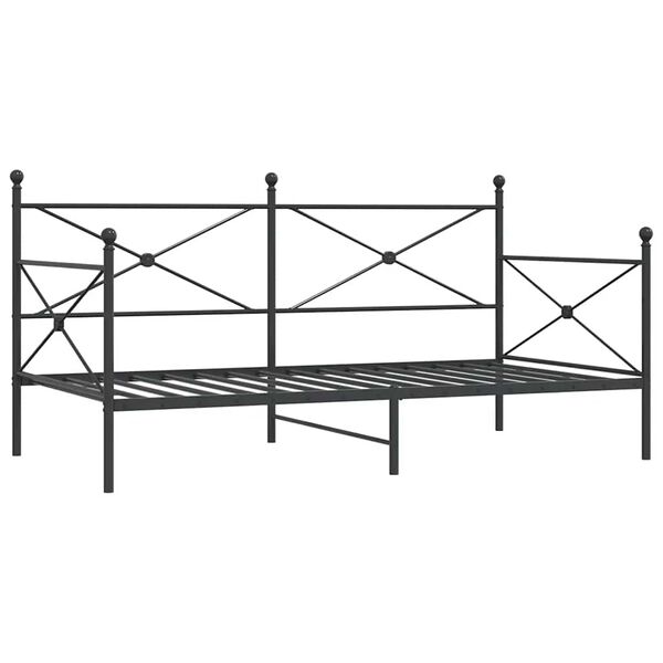 vidaXL Κρεβάτι ημέρας χωρίς στρώμα Μαύρο 100x200 cm Ατσάλι