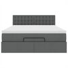 vidaXL Οθωμανικό κρεβάτι με στρώμα & LEDs Σκούρο γκρι 140x190cm Ύφασμα