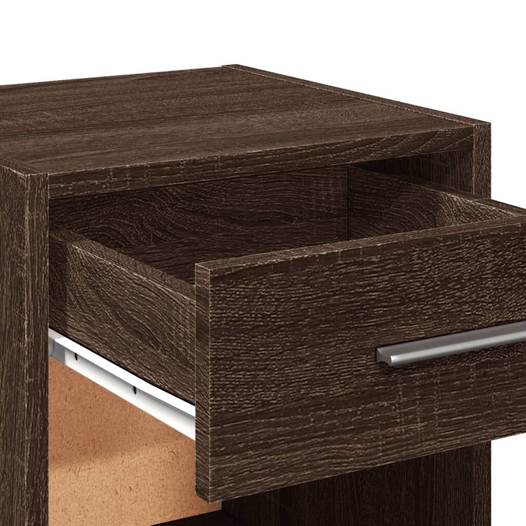 vidaXL Κομοδίνα 2 τεμ. Καφέ Δρυς 35x34x65 εκ. από Επεξεργ. Ξύλο