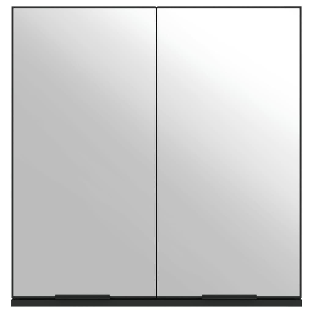 vidaXL Καθρέφτης Μπάνιου με Ντουλάπι Μαύρος 64x20x67 εκ. Επεξ. Ξύλο