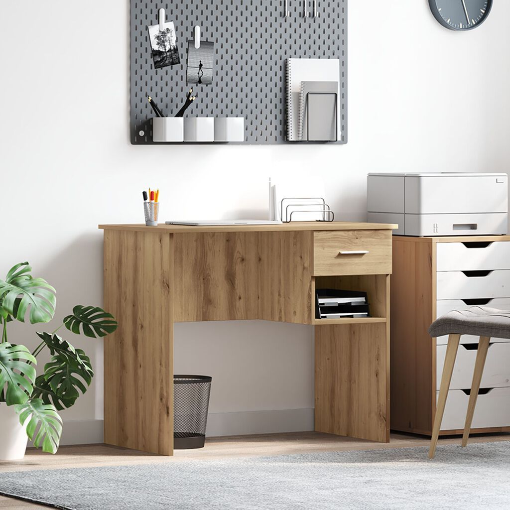 vidaXL Γραφείο με Αποθήκευση Δρυς 90x49.5x75 εκ. Επεξεργασμένο ξύλο