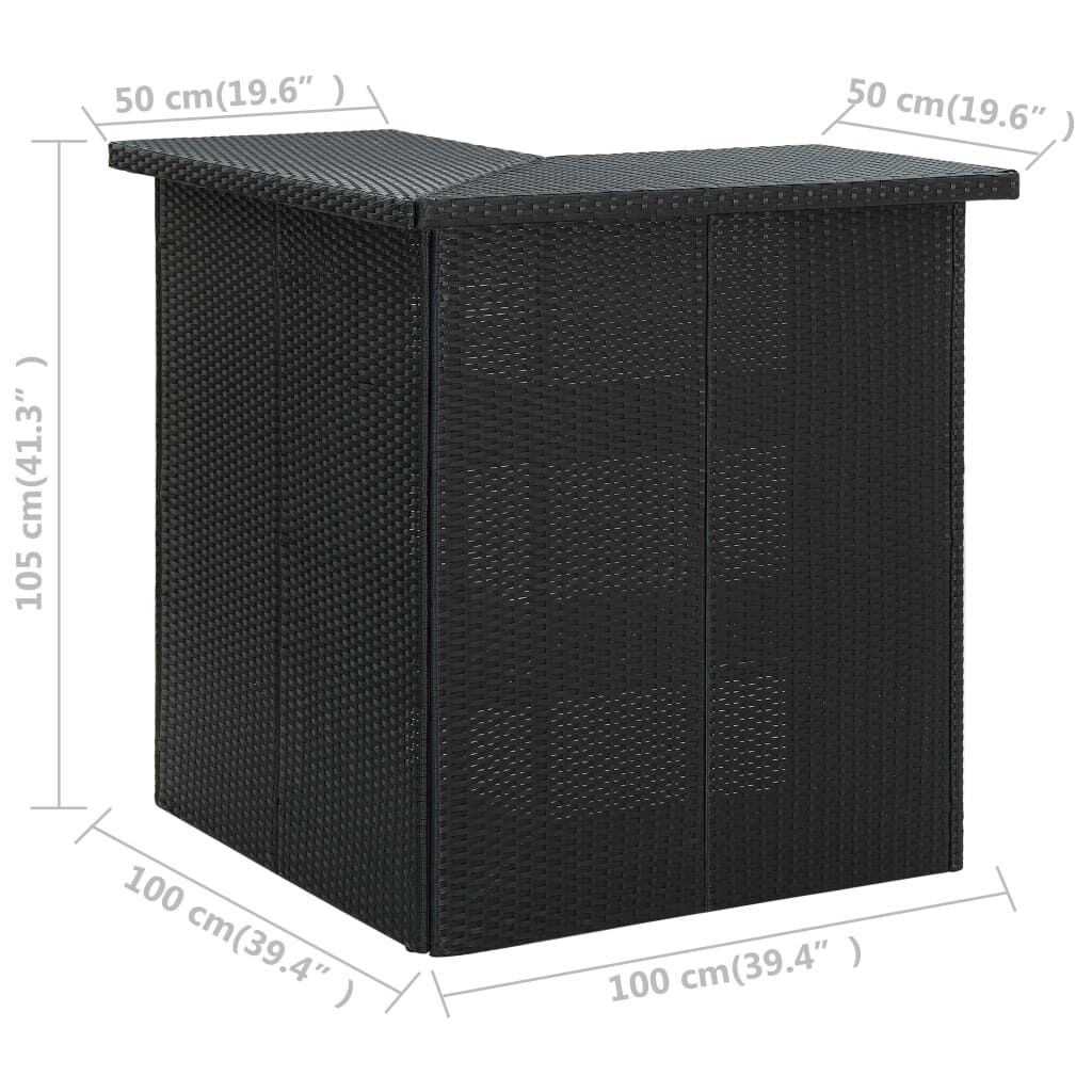 vidaXL Τραπέζι Μπαρ Γωνιακό Μαύρο 100x50x105 εκ. από Συνθετικό Ρατάν