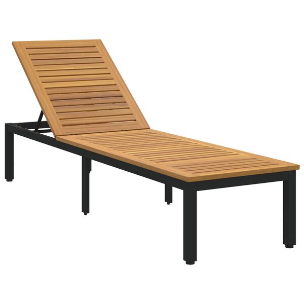 vidaXL Ξαπλώστρα Μαύρη 200x55x35 εκ Μασίφ Ξύλο Ακακίας