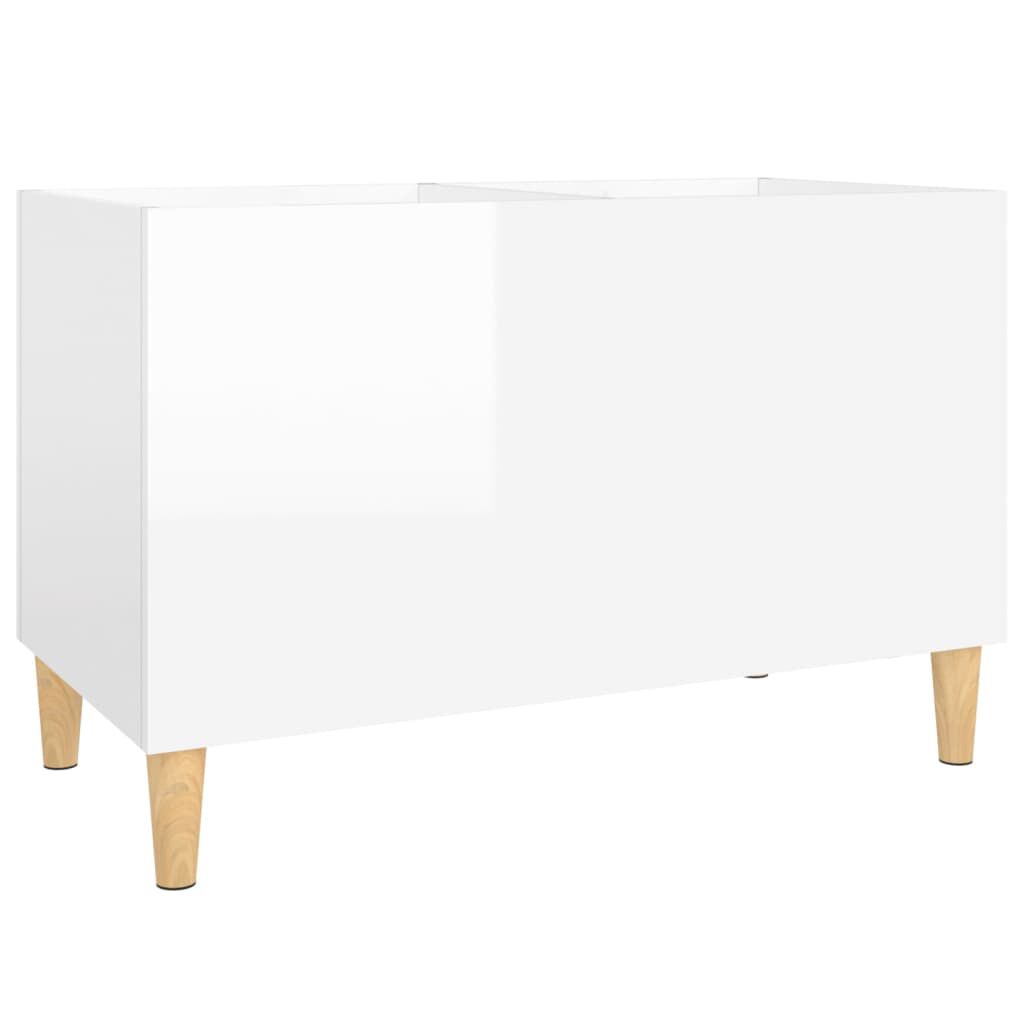 vidaXL Δισκοθήκη Γυαλιστερή Λευκή 74,5x38x48 εκ. Επεξεργασμένο Ξύλο