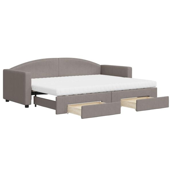 vidaXL Καναπές Κρεβάτι Συρόμενος Taupe 80x200 εκ. Υφασμάτινος Συρτάρια