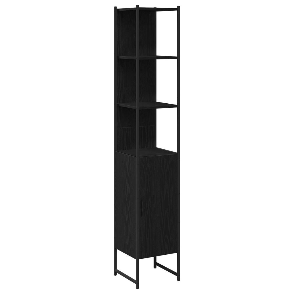 vidaXL Ντουλάπι Μπάνιου Μαύρο Δρυς 33x33x185,5 εκ. Κατασκευασμένο ξύλο