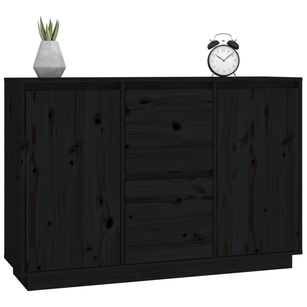vidaXL Ντουλάπι Μαύρος 111 x 34 x 75 εκ. από Μασίφ Ξύλο Πεύκου