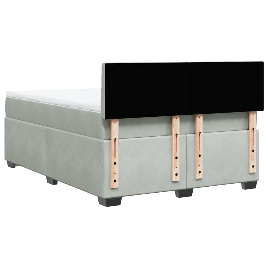 vidaXL Κρεβάτι Boxspring με Στρώμα Ανοιχτό Γκρι 140x190 εκ. Βελούδινο