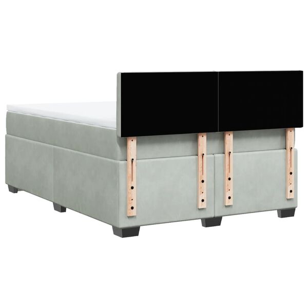 vidaXL Κρεβάτι Boxspring με Στρώμα Ανοιχτό Γκρι 140x190 εκ. Βελούδινο